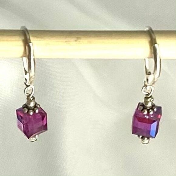 AOL Sterling Silver & Crystal Dangles - Picture 1 of 7